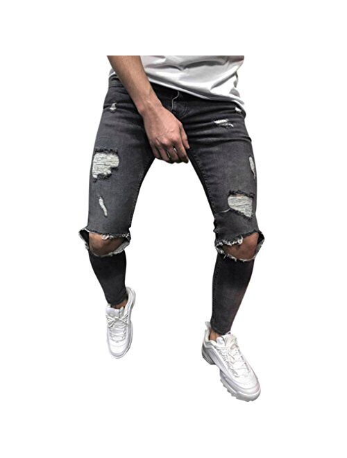 Buy Rambling Hot Style Mens Stretchy Ripped Skinny Biker Jeans ...
