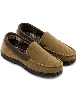 Men's Comfy Micro Wool Moccasin Slippers House Shoes Indoor/Outdoor