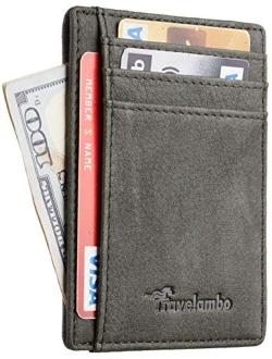 Front Pocket Minimalist Leather Slim Wallet RFID Blocking Medium Size