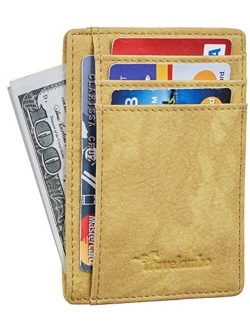 Front Pocket Minimalist Leather Slim Wallet RFID Blocking Medium Size