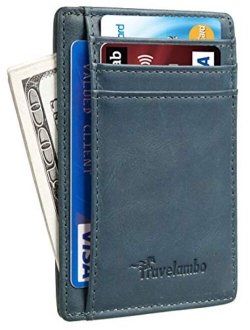 Front Pocket Minimalist Leather Slim Wallet RFID Blocking Medium Size