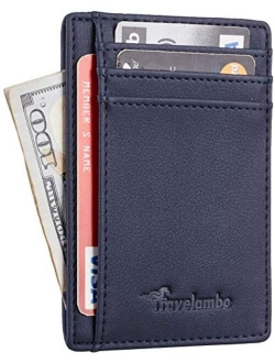 Front Pocket Minimalist Leather Slim Wallet RFID Blocking Medium Size