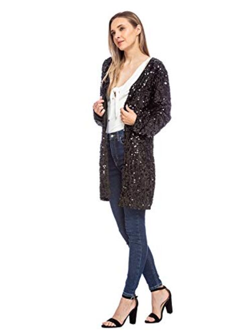 Anna Kaci ANNA-KACI Women's Open Front Sequin Las Vegas Blazer Party Club Cocktail Jacket Outerwear