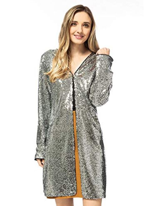 Anna Kaci ANNA-KACI Women's Open Front Sequin Las Vegas Blazer Party Club Cocktail Jacket Outerwear