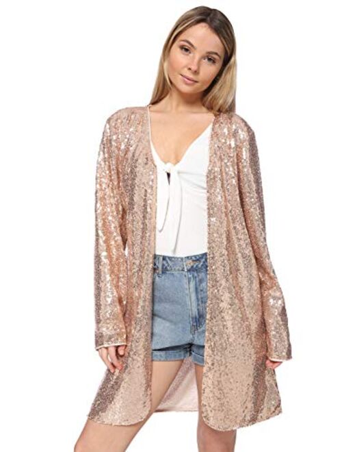 Anna Kaci ANNA-KACI Women's Open Front Sequin Las Vegas Blazer Party Club Cocktail Jacket Outerwear