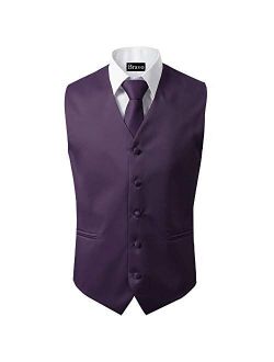 3 Pcs Vest + Tie + Hankie Purple Fashion Men's Formal Dress Suit Waistcoat