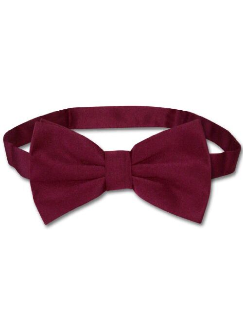 Men's Dress Vest & Bowtie Solid Burgundy Color Bow Tie Set for Suit or Tuxedo