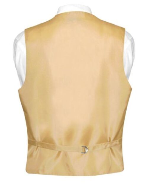 Men's Dress Vest & Bowtie Solid Gold Color Bow Tie Set for Suit or Tuxedo