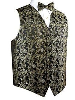 Men's Formal, Prom, Wedding, Tuxedo Vest, Bow-Tie & Hankie Set in Paisley