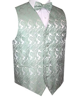 Men's Formal, Prom, Wedding, Tuxedo Vest, Bow-Tie & Hankie Set in Paisley