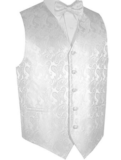 Men's Formal, Prom, Wedding, Tuxedo Vest, Bow-Tie & Hankie Set in Paisley