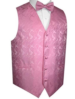 Men's Formal, Prom, Wedding, Tuxedo Vest, Bow-Tie & Hankie Set in Paisley