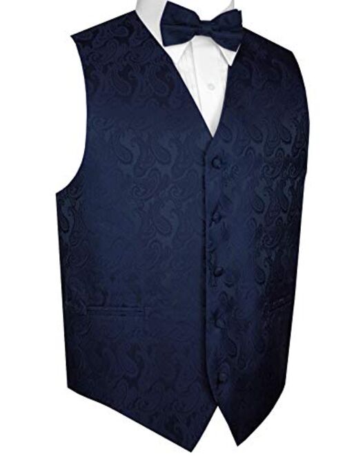 Men's Formal, Prom, Wedding, Tuxedo Vest, Bow-Tie & Hankie Set in Paisley