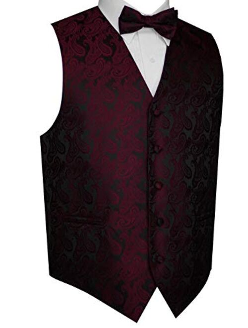 Men's Formal, Prom, Wedding, Tuxedo Vest, Bow-Tie & Hankie Set in Paisley