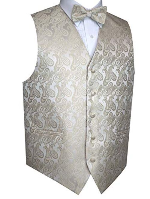 Men's Formal, Prom, Wedding, Tuxedo Vest, Bow-Tie & Hankie Set in Paisley