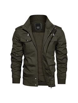 CRYSULLY Mens Casual Jacket Sportswear Shoulder Straps Bomber Flying Jackets and Coats Army Green