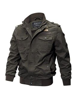 Newbestyle Men's Stylish Casual Washed Cotton Military Jackets Tactical Outwear Windbreaker