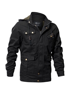 Newbestyle Men's Stylish Casual Washed Cotton Military Jackets Tactical Outwear Windbreaker