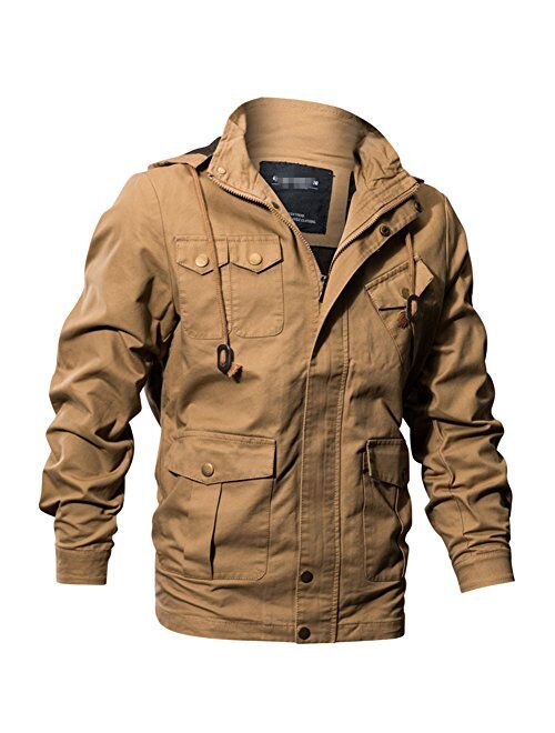 Newbestyle Men's Stylish Casual Washed Cotton Military Jackets Tactical Outwear Windbreaker