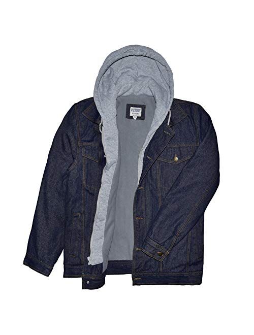 Victory Outfitters Men's Hooded Fleece Lined Washed Denim Jacket