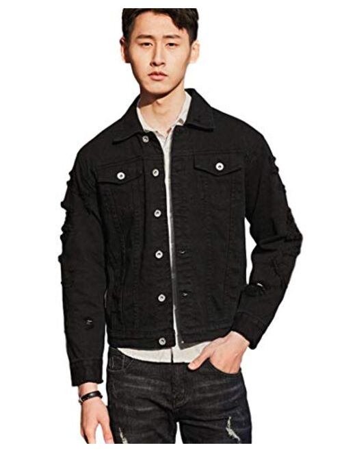 Idopy Men`s Casual Cowboy Rugged Jean Denim Biker Trucker Jacket