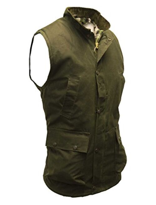 Walker and Hawkes Men's Wax Bodywarmer Waistcoat Countrywear Gilet Olive