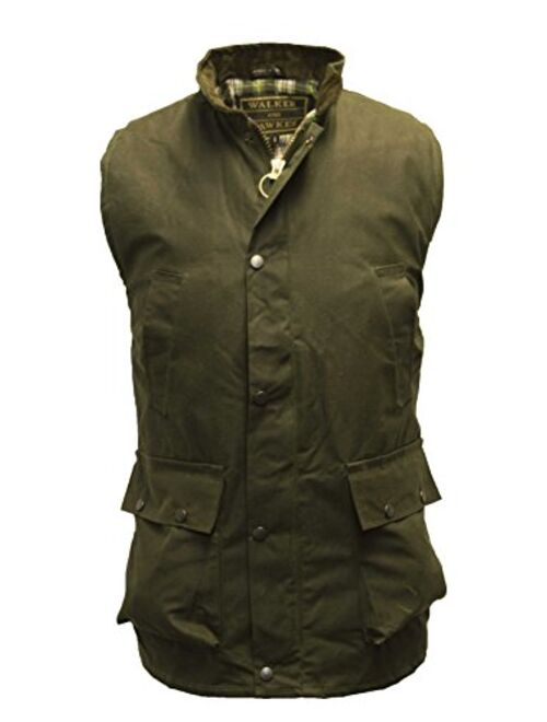 Walker and Hawkes Men's Wax Bodywarmer Waistcoat Countrywear Gilet Olive