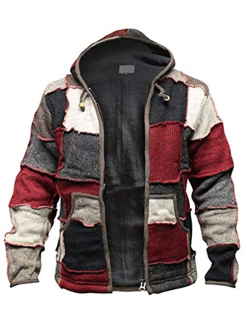 Shopoholic Fashion Mens Winter Patch Wool Hippie Jacket