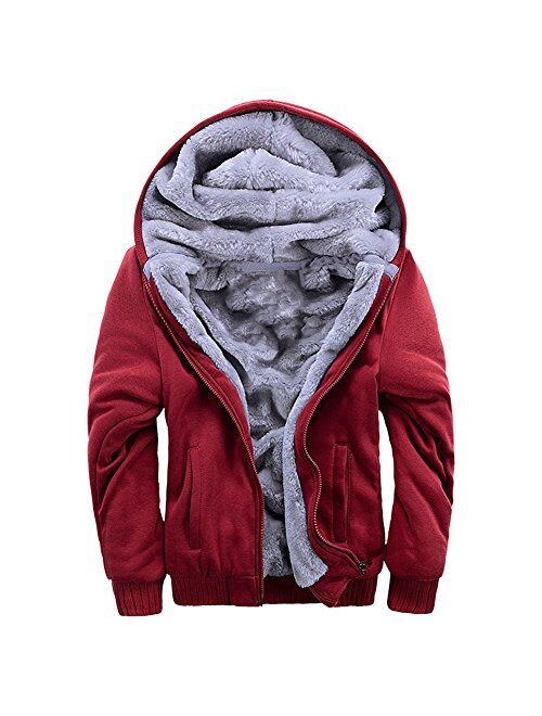 LBL ASALI Men's Pullover Winter Jackets Hooed Fleece Hoodies Sweatshirt Wool Warm Thick Coats