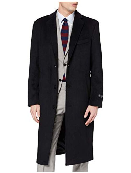 Mens Black Long Overcoat Wool & Cashmere Warm Winter Mod Cromby Coat Black Lining