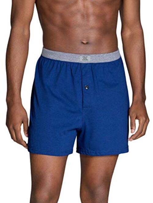 Fruit of the Loom Men's Cotton Solid Elastic Waist Tag-Free Boxer Shorts