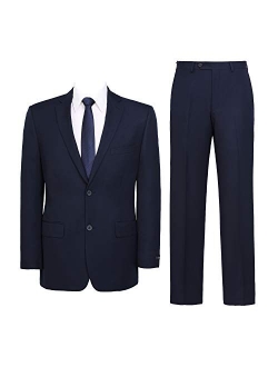 Pio Lorenzo Men's Suit 2-Piece Classic Fit Solid Color Single Breasted 2 Buttons Jacket Dress Pants