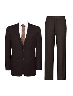 Pio Lorenzo Men's Suit 2-Piece Classic Fit Solid Color Single Breasted 2 Buttons Jacket Dress Pants