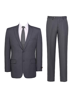 Pio Lorenzo Men's Suit 2-Piece Classic Fit Solid Color Single Breasted 2 Buttons Jacket Dress Pants