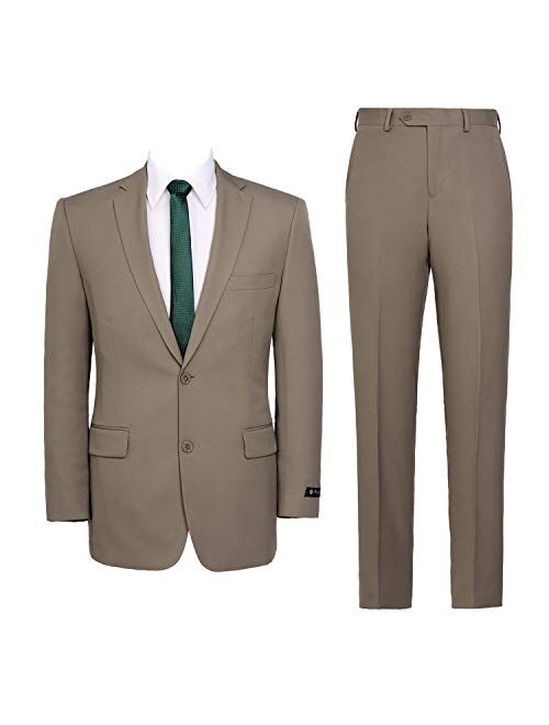 Pio Lorenzo Men's Suit 2-Piece Classic Fit Solid Color Single Breasted 2 Buttons Jacket Dress Pants