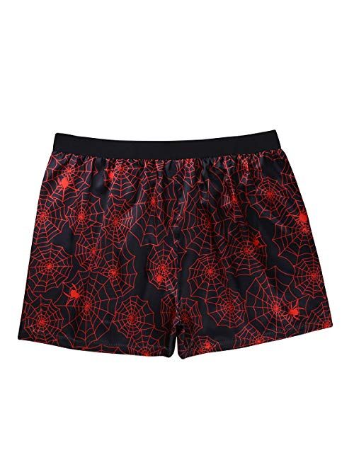 inlzdz Men's Silk Satin Lip Love Heart Print Boxer Shorts Summer Loose Lounge Sports Shorts Pants