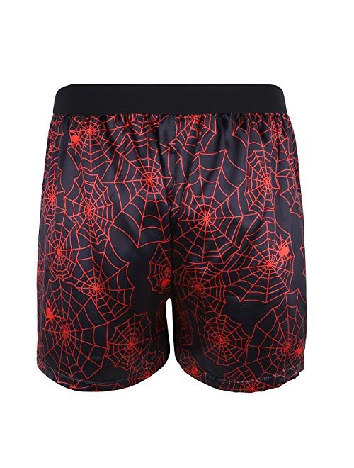 inlzdz Men's Silk Satin Lip Love Heart Print Boxer Shorts Summer Loose Lounge Sports Shorts Pants