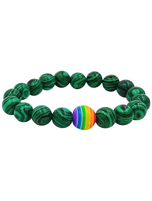 Nanafast Titanium Stainless Steel Magnet Rainbow LGBT Pride Handmade Braided Bracelet PU Leather Weave Plaited Jewelry