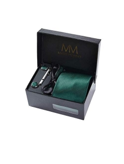 Massi Morino - Men tie set (incl. handkerchief + cufflinks + tie pin) Italian style ties for men