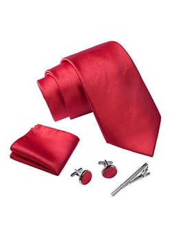 Massi Morino - Men tie set (incl. handkerchief + cufflinks + tie pin) Italian style ties for men