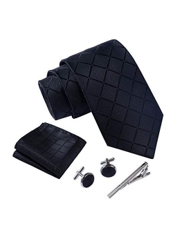 Massi Morino - Men tie set (incl. handkerchief + cufflinks + tie pin) Italian style ties for men