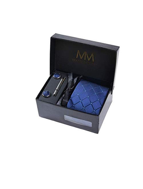 Massi Morino - Men tie set (incl. handkerchief + cufflinks + tie pin) Italian style ties for men