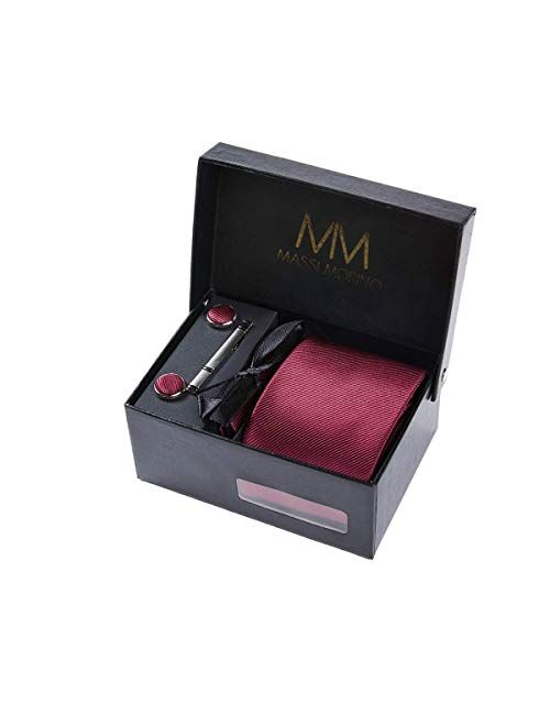 Massi Morino - Men tie set (incl. handkerchief + cufflinks + tie pin) Italian style ties for men