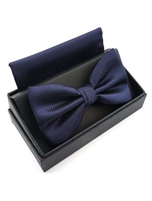 Massi Morino bow ties for men (bow tie sets for men with handkerchief) Pocket square set including a mens bow tie