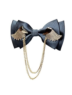 Manoble Men's Adjustable Metal Golden Wings Two Layer Neck Bowtie Bow Tie