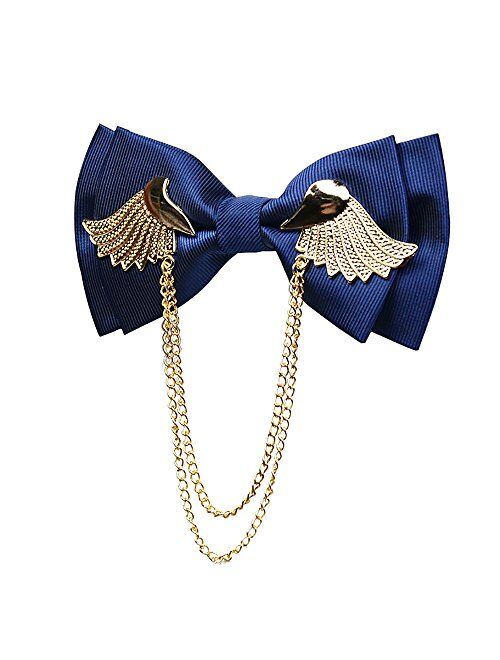 Manoble Men's Adjustable Metal Golden Wings Two Layer Neck Bowtie Bow Tie