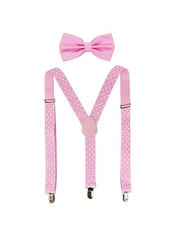 Suspenders For Men,Women Adjustable Suspends Bow Tie Set Solid Color Y Shape