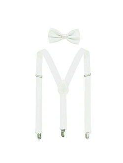 Suspenders For Men,Women Adjustable Suspends Bow Tie Set Solid Color Y Shape