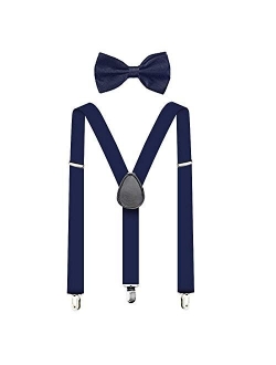 Suspenders For Men,Women Adjustable Suspends Bow Tie Set Solid Color Y Shape