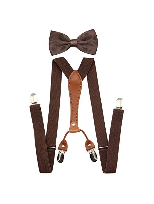 Suspenders For Men,Women Adjustable Suspends Bow Tie Set Solid Color Y Shape